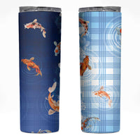 Hawaii And Japan Skinny Tumbler Plumeria Lei With Koi Fish Blue LT05 Blue - Polynesian Pride