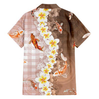 Hawaii And Japan Family Matching Tank Maxi Dress and Hawaiian Shirt Plumeria Lei With Koi Fish Beige LT05 - Polynesian Pride