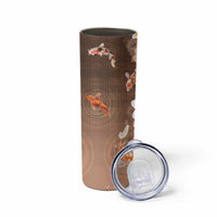 Hawaii And Japan Skinny Tumbler Plumeria Lei With Koi Fish Beige LT05 - Polynesian Pride