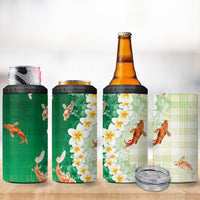 Hawaii And Japan 4 in 1 Can Cooler Tumbler Plumeria Lei With Koi Fish Green LT05 - Polynesian Pride