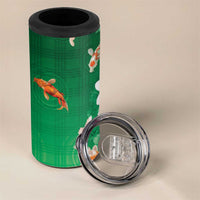 Hawaii And Japan 4 in 1 Can Cooler Tumbler Plumeria Lei With Koi Fish Green LT05 - Polynesian Pride