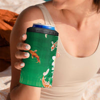 Hawaii And Japan 4 in 1 Can Cooler Tumbler Plumeria Lei With Koi Fish Green LT05 - Polynesian Pride