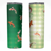 Hawaii And Japan Skinny Tumbler Plumeria Lei With Koi Fish Green LT05 Green - Polynesian Pride