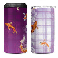 Hawaii And Japan 4 in 1 Can Cooler Tumbler Plumeria Lei With Koi Fish Purple LT05 One Size: 16 oz Purple - Polynesian Pride