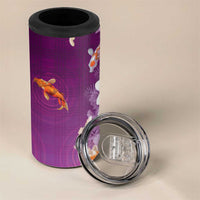 Hawaii And Japan 4 in 1 Can Cooler Tumbler Plumeria Lei With Koi Fish Purple LT05 - Polynesian Pride