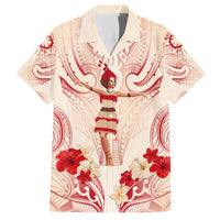 Siva Samoa Family Matching Short Sleeve Bodycon Dress and Hawaiian Shirt Samoan Taupou With Polynesian Pattern LT05 Dad's Shirt - Short Sleeve Beige - Polynesian Pride
