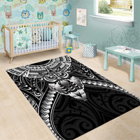 New Zealand Morepork Area Rug Maori Pattern Black