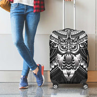 New Zealand Morepork Luggage Cover Maori Pattern Black