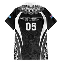 Custom Fiji Rugby Family Matching Puletasi and Hawaiian Shirt Fijian Warrior Black LT05 - Polynesian Pride