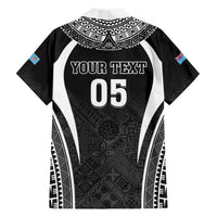 Custom Fiji Rugby Family Matching Short Sleeve Bodycon Dress and Hawaiian Shirt Fijian Warrior Black LT05 - Polynesian Pride