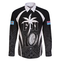 Custom Fiji Rugby Family Matching Short Sleeve Bodycon Dress and Hawaiian Shirt Fijian Warrior Black LT05 Dad's Shirt - Long Sleeve Black - Polynesian Pride