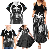 Custom Fiji Rugby Family Matching Summer Maxi Dress and Hawaiian Shirt Fijian Warrior Black LT05 - Polynesian Pride
