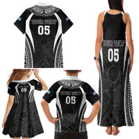 Custom Fiji Rugby Family Matching Tank Maxi Dress and Hawaiian Shirt Fijian Warrior Black LT05 - Polynesian Pride