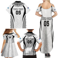 Custom Fiji Rugby Family Matching Summer Maxi Dress and Hawaiian Shirt Fijian Warrior White LT05 - Polynesian Pride