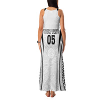 Custom Fiji Rugby Family Matching Tank Maxi Dress and Hawaiian Shirt Fijian Warrior White LT05 - Polynesian Pride