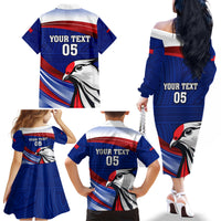 Custom Samoa Rugby Family Matching Off The Shoulder Long Sleeve Dress and Hawaiian Shirt Manuma Ptilinopus Perousii LT05 - Polynesian Pride