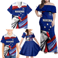 Custom Samoa Rugby Family Matching Off Shoulder Maxi Dress and Hawaiian Shirt Manuma Ptilinopus Perousii LT05 - Polynesian Pride