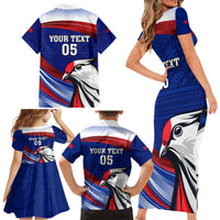 Custom Samoa Rugby Family Matching Short Sleeve Bodycon Dress and Hawaiian Shirt Manuma Ptilinopus Perousii LT05 - Polynesian Pride