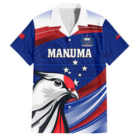 Custom Samoa Rugby Family Matching Short Sleeve Bodycon Dress and Hawaiian Shirt Manuma Ptilinopus Perousii LT05 Dad's Shirt - Short Sleeve Blue - Polynesian Pride