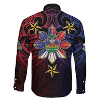 Haiti Philippines Family Matching Long Sleeve Bodycon Dress and Hawaiian Shirt Haitian Coat Of Arms With Filipino Sun LT05 - Polynesian Pride