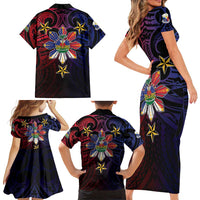 Haiti Philippines Family Matching Short Sleeve Bodycon Dress and Hawaiian Shirt Haitian Coat Of Arms With Filipino Sun LT05 - Polynesian Pride