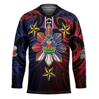 Haiti Philippines Hockey Jersey Haitian Coat Of Arms With Filipino Sun LT05 Unisex Black - Polynesian Pride