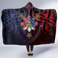 Haiti Philippines Hooded Blanket Haitian Coat Of Arms With Filipino Sun LT05 One Size Black - Polynesian Pride