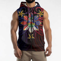 Haiti Philippines Sleeveless Zip Hoodie Haitian Coat Of Arms With Filipino Sun LT05 - Polynesian Pride