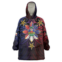 Haiti Philippines Wearable Blanket Hoodie Haitian Coat Of Arms With Filipino Sun LT05 One Size Black - Polynesian Pride