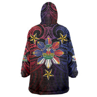 Haiti Philippines Wearable Blanket Hoodie Haitian Coat Of Arms With Filipino Sun LT05 - Polynesian Pride