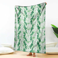 Hawaii Ti Leaf Maile Tuberose Lei Blanket With Hanalei Leaf Green
