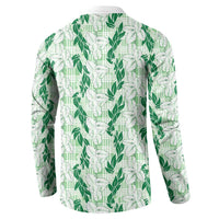 Hawaii Ti Leaf Maile Tuberose Lei Button Sweatshirt With Hanalei Leaf Green