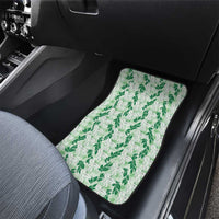 Hawaii Ti Leaf Maile Tuberose Lei Car Mats With Hanalei Leaf Green