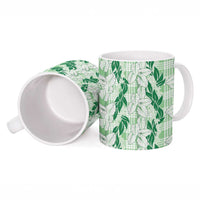 Hawaii Ti Leaf Maile Tuberose Lei Ceramic Mug With Hanalei Leaf Green