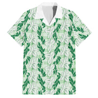 Hawaii Ti Leaf Maile Tuberose Lei Hawaiian Shirt With Hanalei Leaf Green