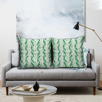 Hawaii Ti Leaf Maile Tuberose Lei Pillow Cover With Hanalei Leaf Green