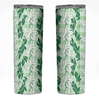 Hawaii Ti Leaf Maile Tuberose Lei Skinny Tumbler With Hanalei Leaf Green
