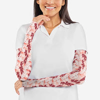 Hawaii Ti Leaf Maile Tuberose Lei Arm Sleeves With Hanalei Leaf Red