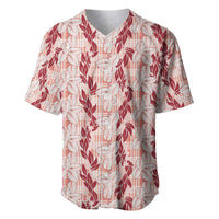 Hawaii Ti Leaf Maile Tuberose Lei Baseball Jersey With Hanalei Leaf Red