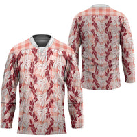 Hawaii Ti Leaf Maile Tuberose Lei Hockey Jersey With Hanalei Leaf Red