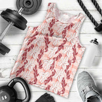 Hawaii Ti Leaf Maile Tuberose Lei Men Tank Top With Hanalei Leaf Red