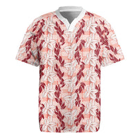 Hawaii Ti Leaf Maile Tuberose Lei Rugby Jersey With Hanalei Leaf Red