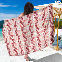 Hawaii Ti Leaf Maile Tuberose Lei Sarong With Hanalei Leaf Red
