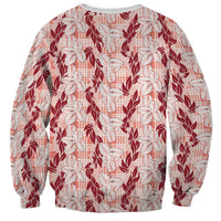 Hawaii Ti Leaf Maile Tuberose Lei Sweatshirt With Hanalei Leaf Red