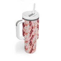 Hawaii Ti Leaf Maile Tuberose Lei Tumbler With Handle With Hanalei Leaf Red