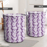 Hawaii Ti Leaf Maile Tuberose Lei Laundry Basket With Hanalei Leaf Purple