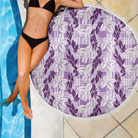 Hawaii Ti Leaf Maile Tuberose Lei Beach Blanket With Hanalei Leaf Purple