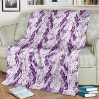Hawaii Ti Leaf Maile Tuberose Lei Blanket With Hanalei Leaf Purple