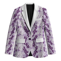 Hawaii Ti Leaf Maile Tuberose Lei Blazer With Hanalei Leaf Purple