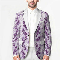 Hawaii Ti Leaf Maile Tuberose Lei Blazer With Hanalei Leaf Purple